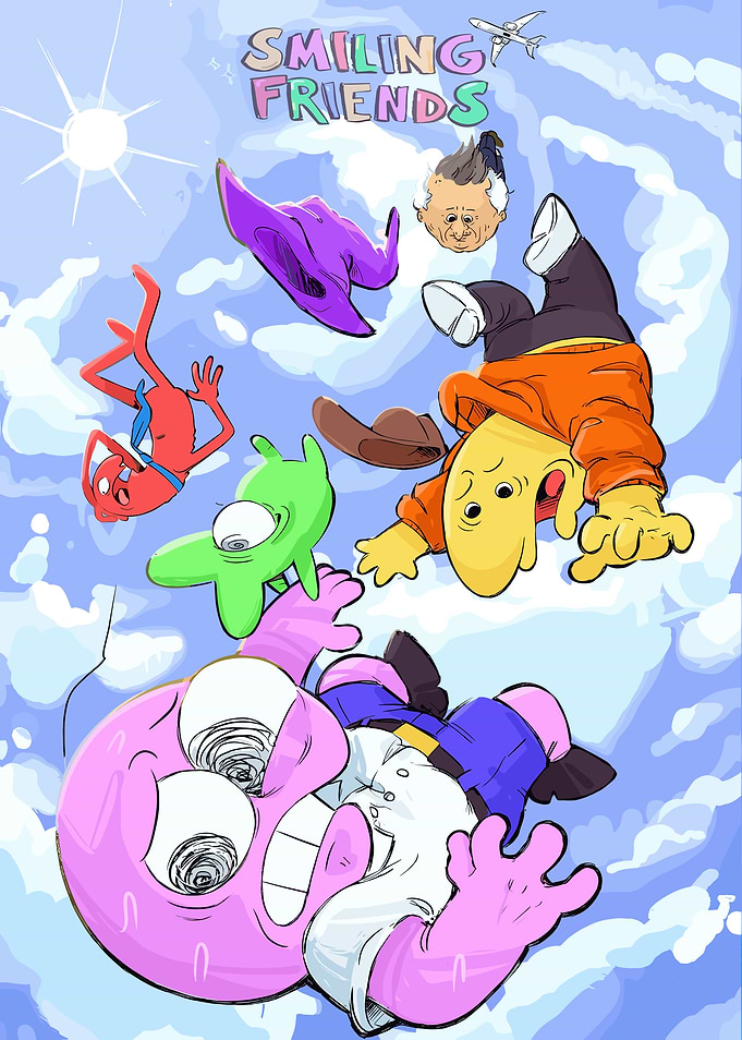 Smiling Friends Characters Falling