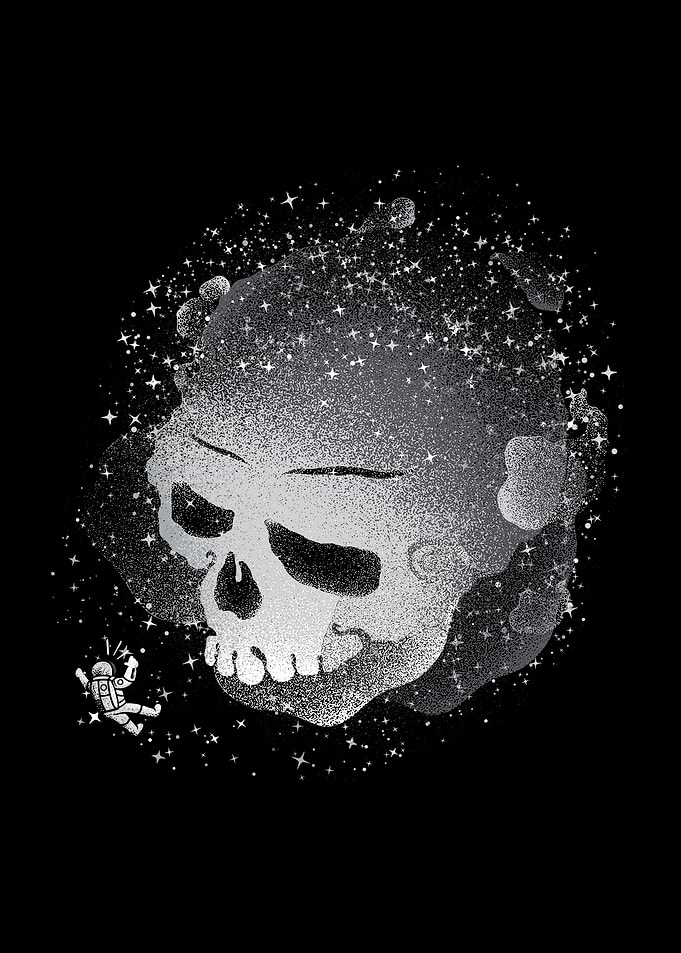 Skull Galaxy Black and White