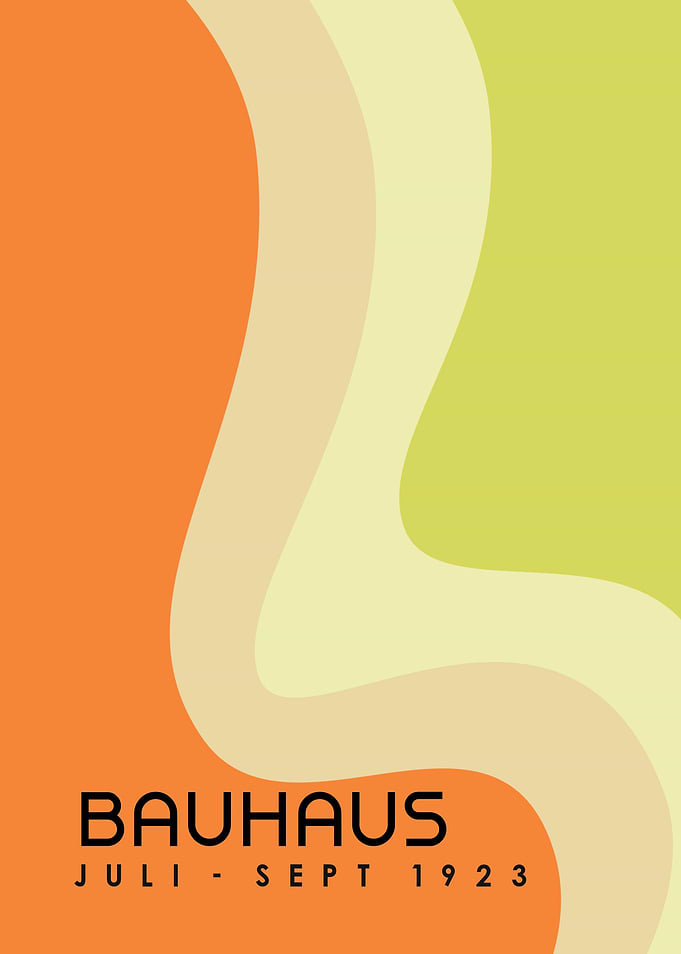 Bauhaus Poster with Abstract Waves