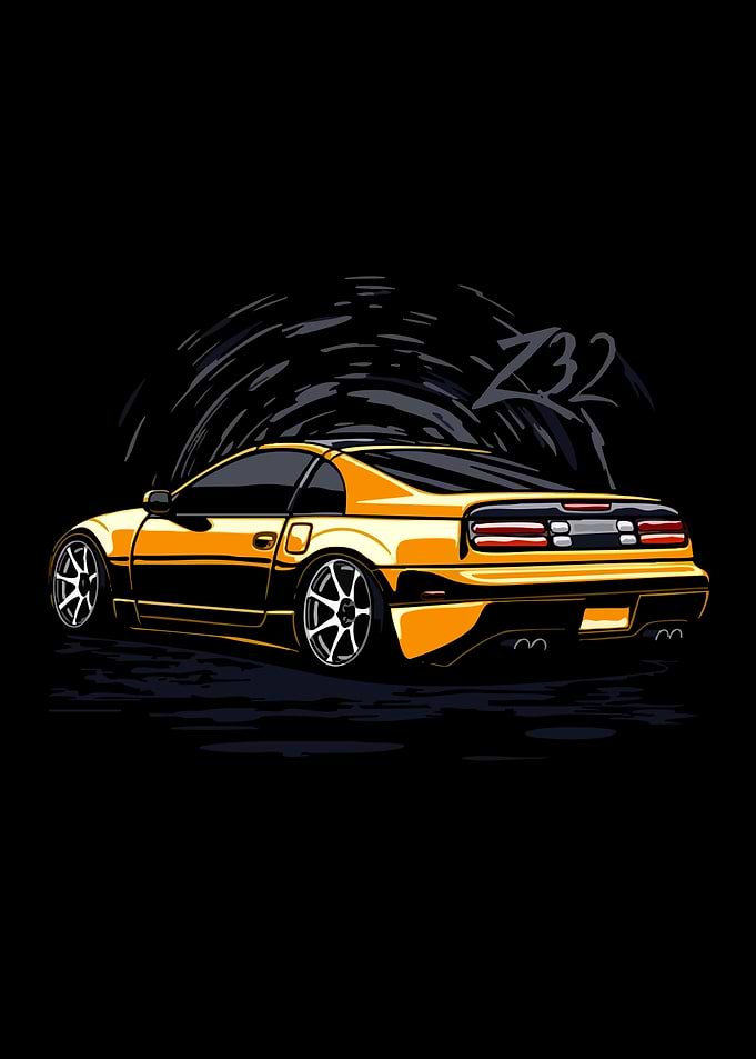 Yellow Nissan 300ZX Z32 Illustration
