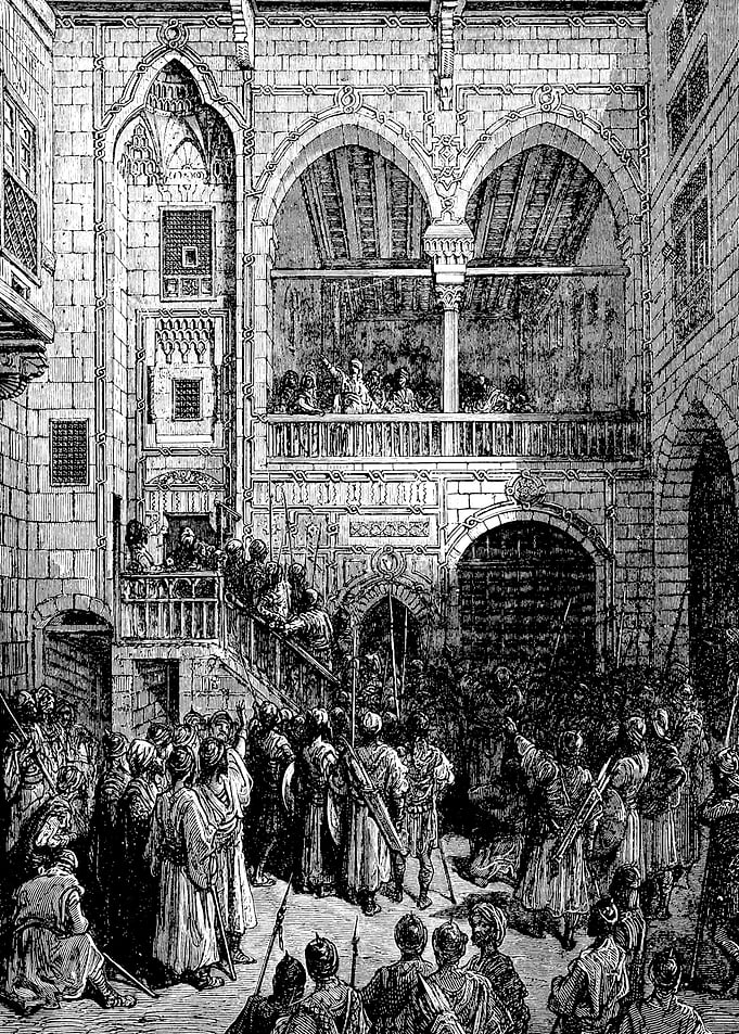 Constantine Addressing the Defenders of Constantinople Gustave Dore Crusades Engraving