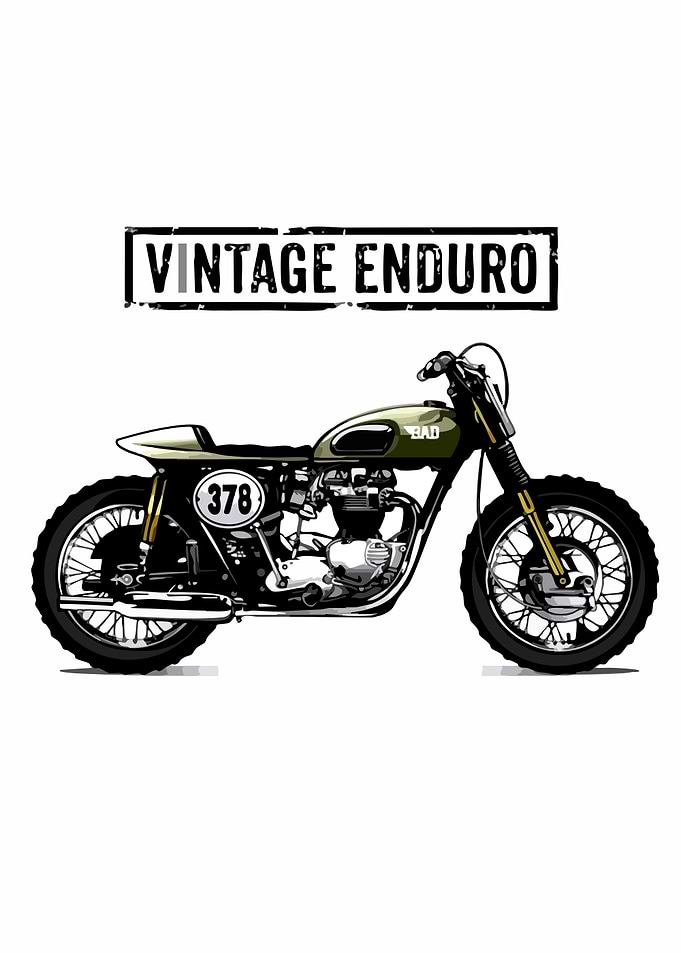 Vintage Enduro Motorcycle Illustration