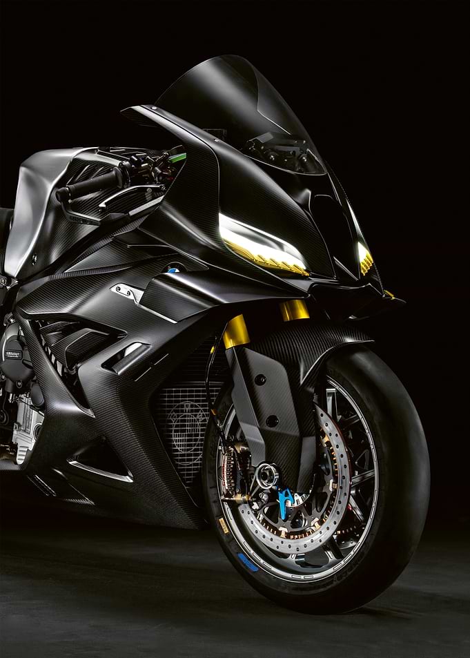 BMW Sleek Black Motorcycle Front View
