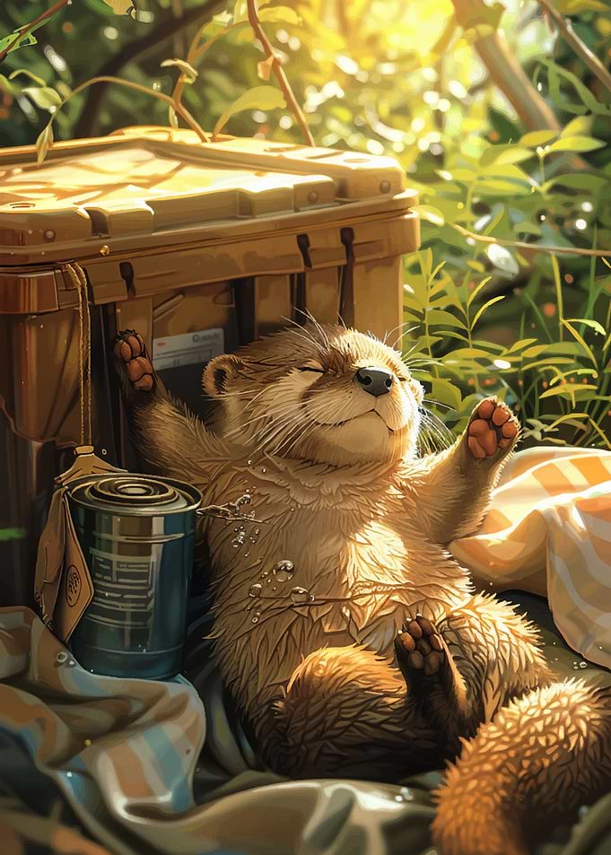 Cute Otter Relaxing in Nature