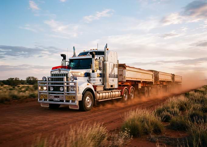 White Semi-Truck Driving on Dirt Road