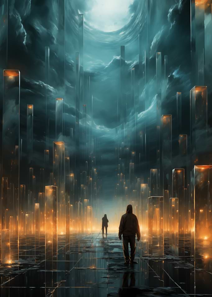 Futuristic City with Figures