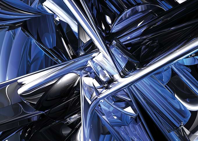 Abstract Blue Metallic Sculpture