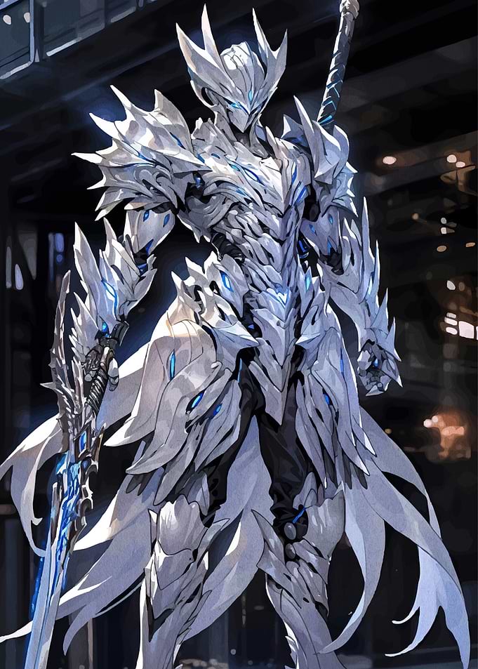 White Knight with Blue Accents