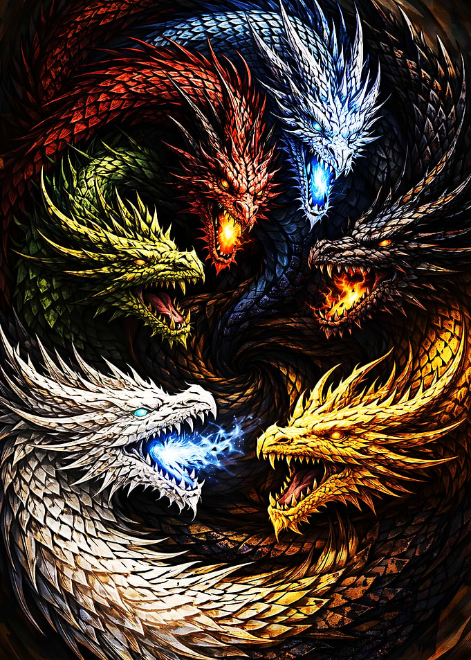 Six Dragons in a Swirl