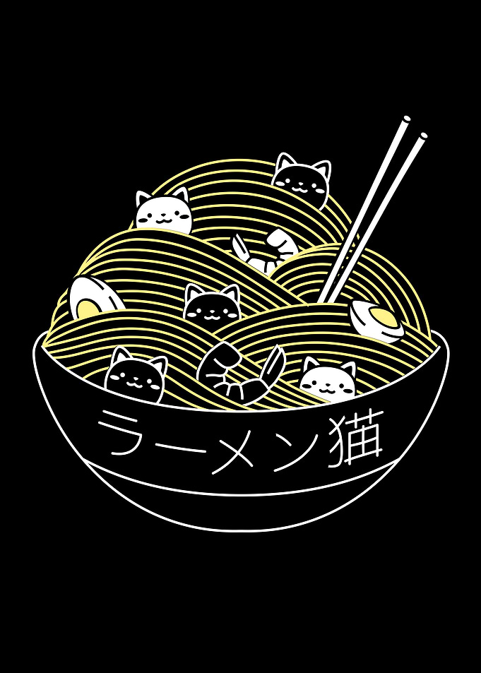 Ramen Lines Minimalist Cat