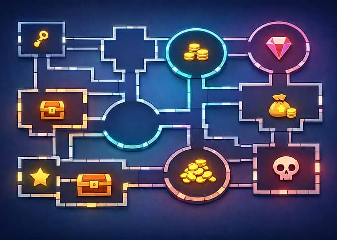 Video Game Level Map with Icons