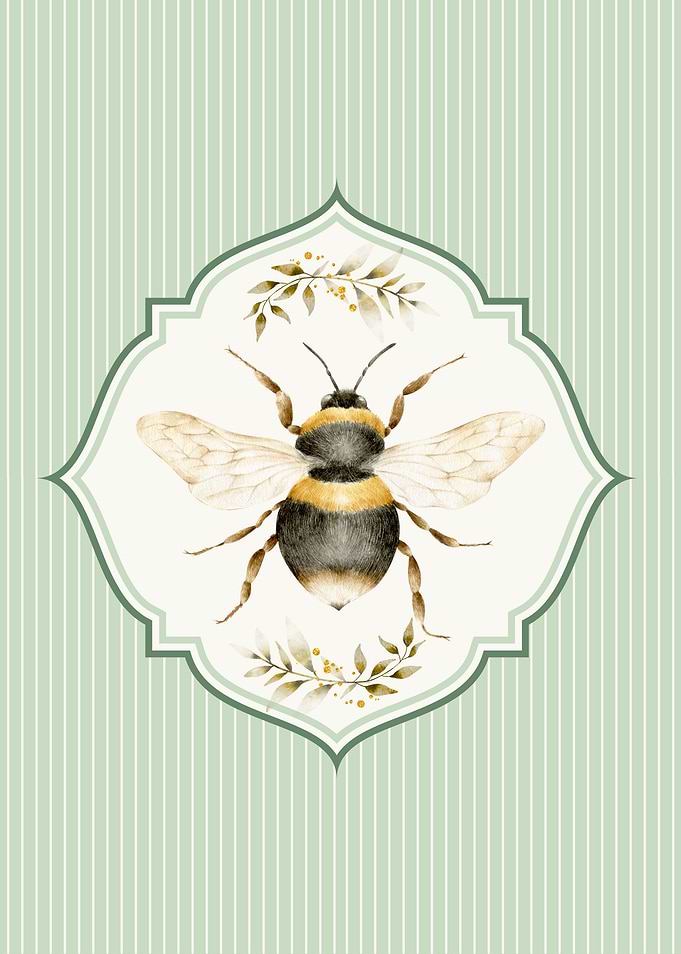 Watercolor Bumblebee with Floral Accents