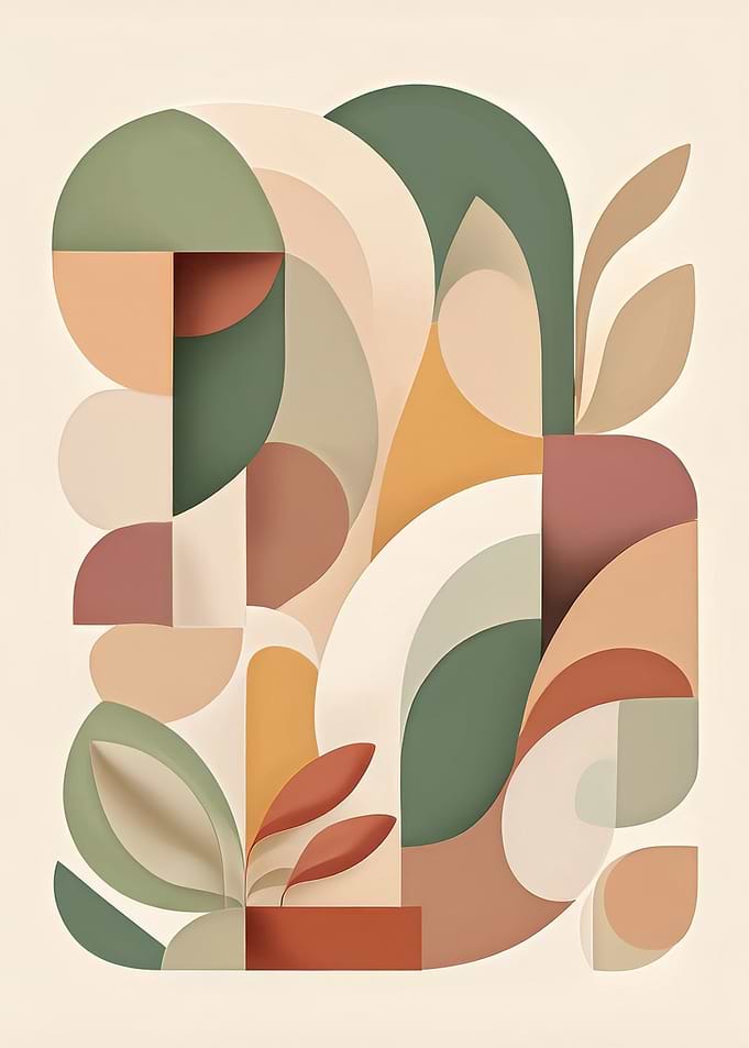 Abstract Geometric Floral Composition