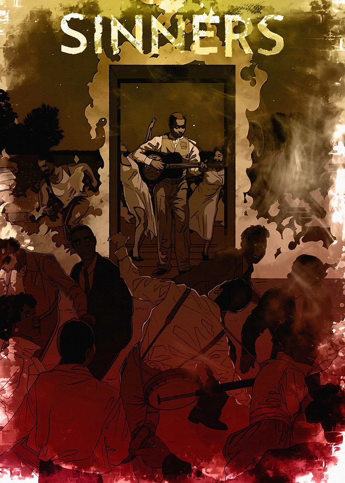 Sinners Poster with Musicians and Crowd