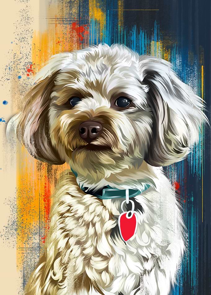 Portrait of a fluffy white dog