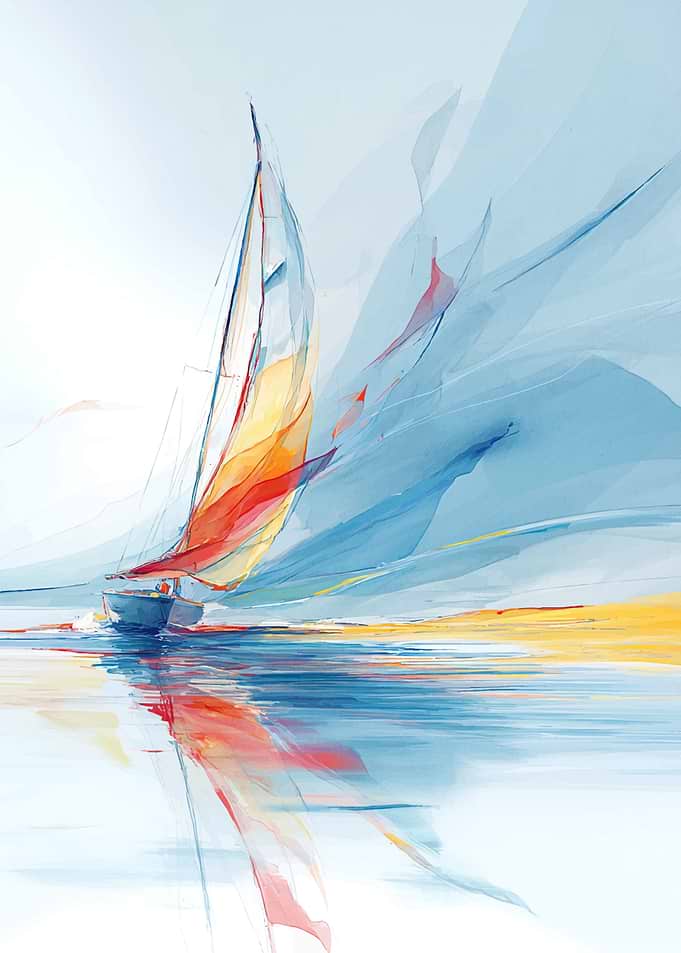 Abstract Sailboat on Water