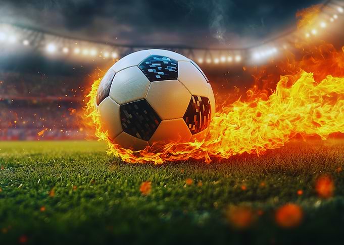Football Soccer ball on fire