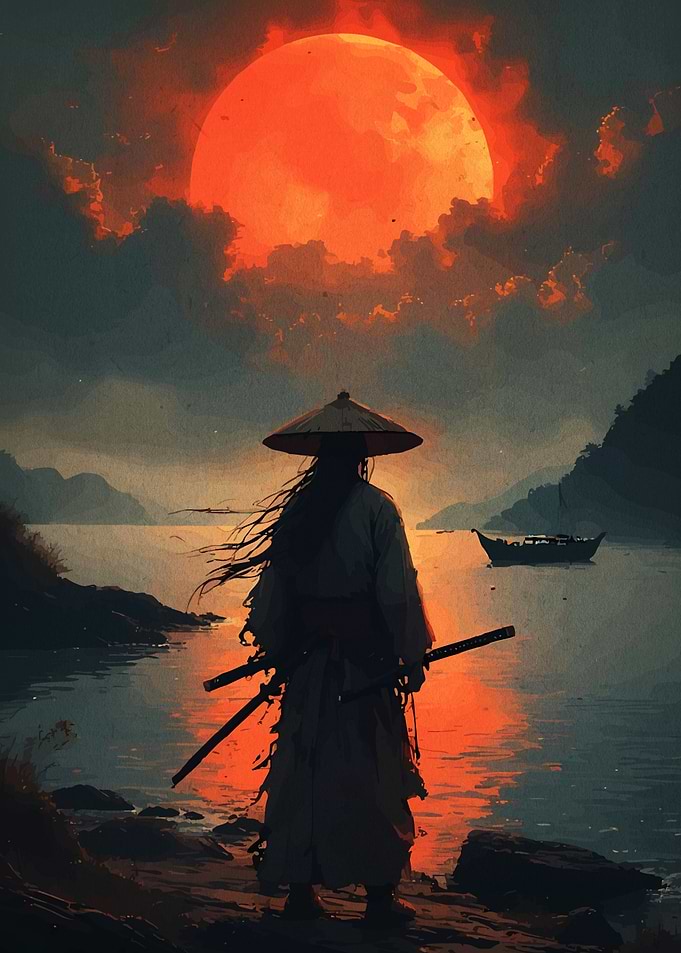 Samurai by a Blood Moon