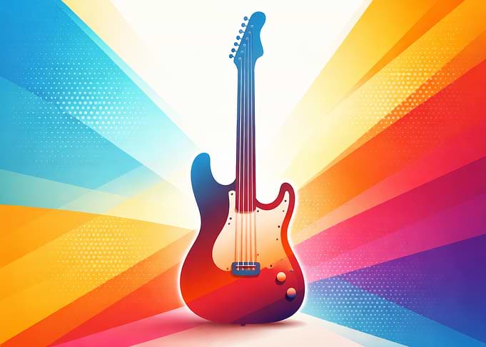 Electric Guitar on Colorful Background