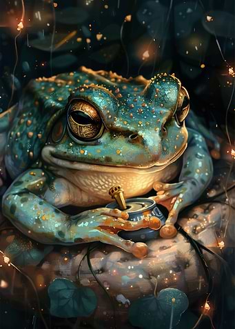 Frog holding a can