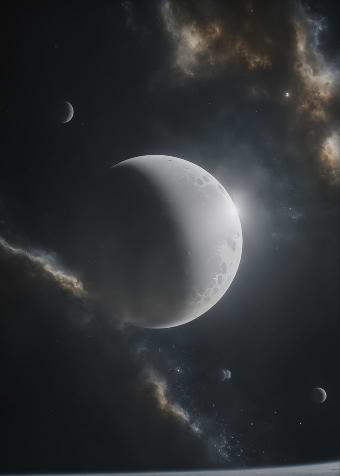 Cosmic Scene with Planets and Nebulae