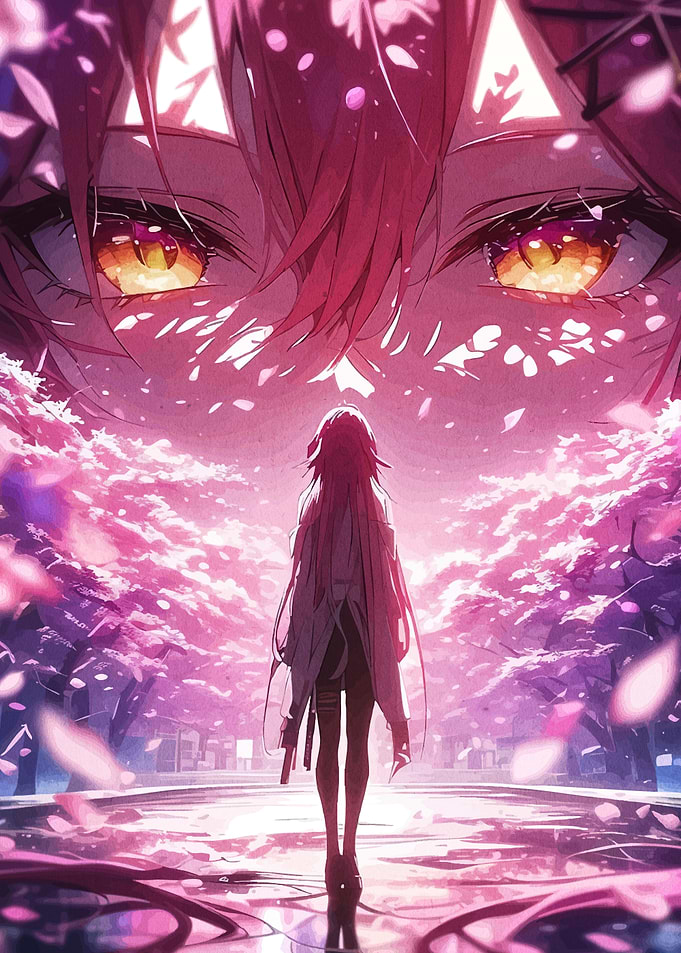 Anime Girl Under Cherry Blossoms
