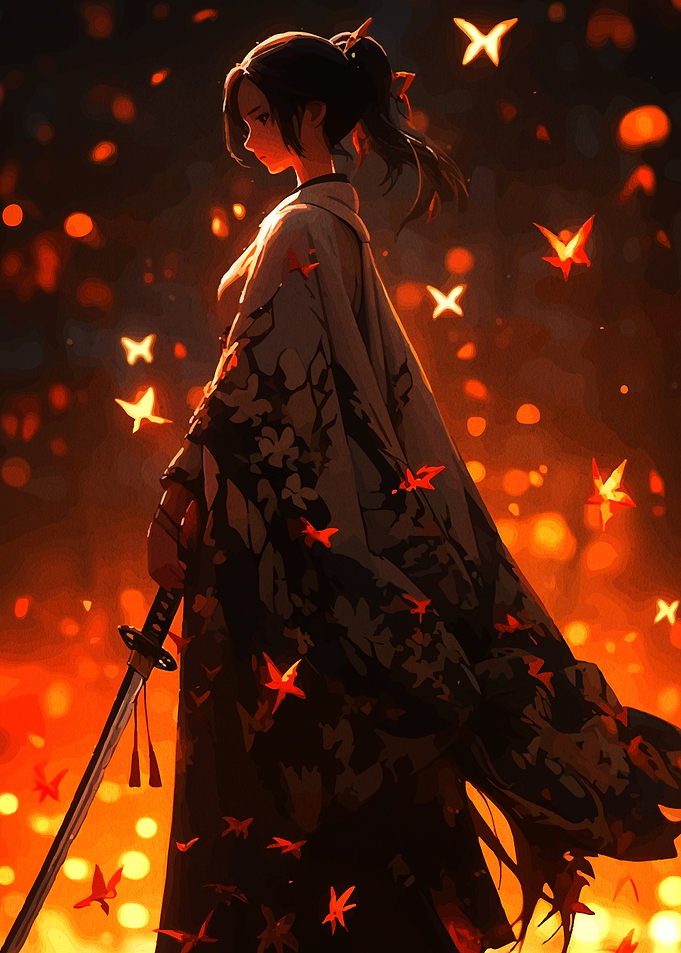 Anime Samurai Girl with Sword
