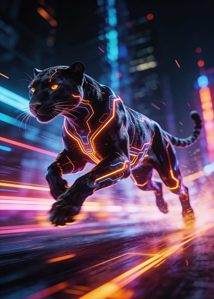 Cyberpunk Panther in Neon Circus City