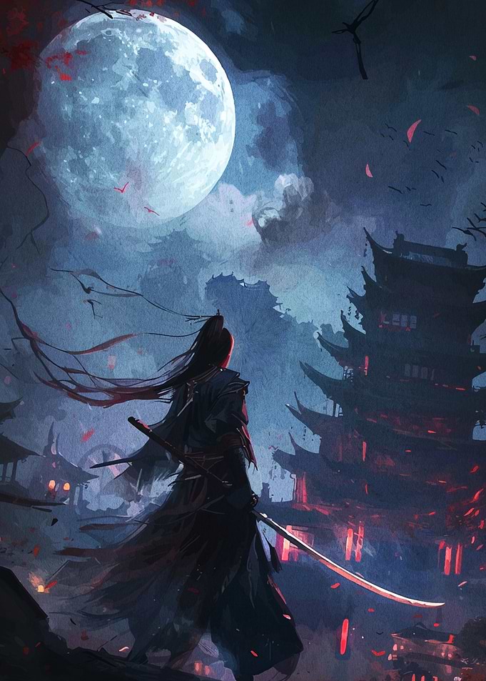 Samurai Under the Full Moon