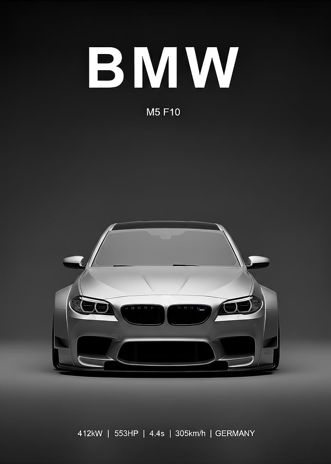 silver BMW M5 F10 Poster