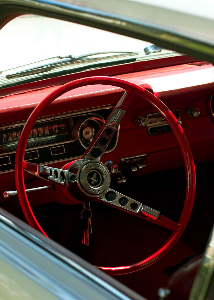 Vintage Red Car Steering Wheel