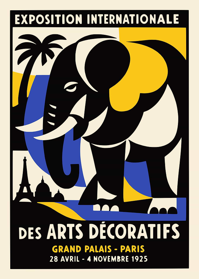 Art Deco Elephant Poster