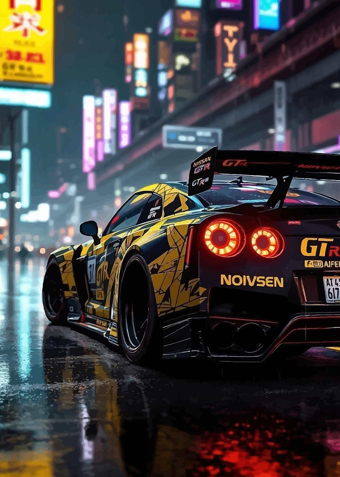 Cyberpunk Nissan GTR in Neon City