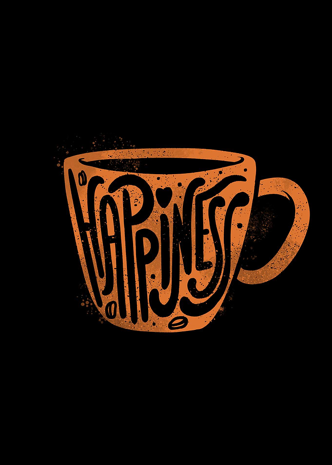 Happiness Coffee Typography