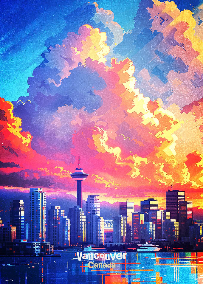 Vancouver Skyline Digital Art Poster