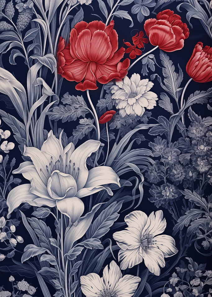 Floral Red and White Flowers