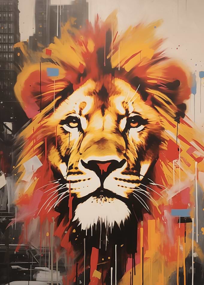 Urban City Lion Portrait Street Art