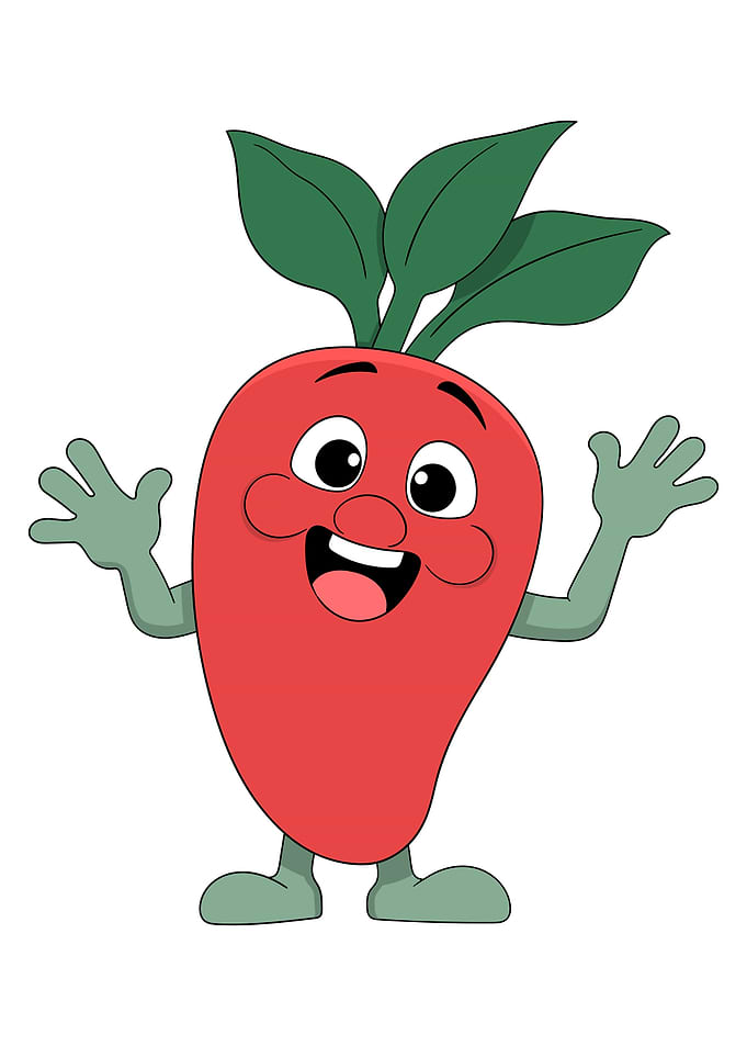 Happy Cartoon Radish Waving