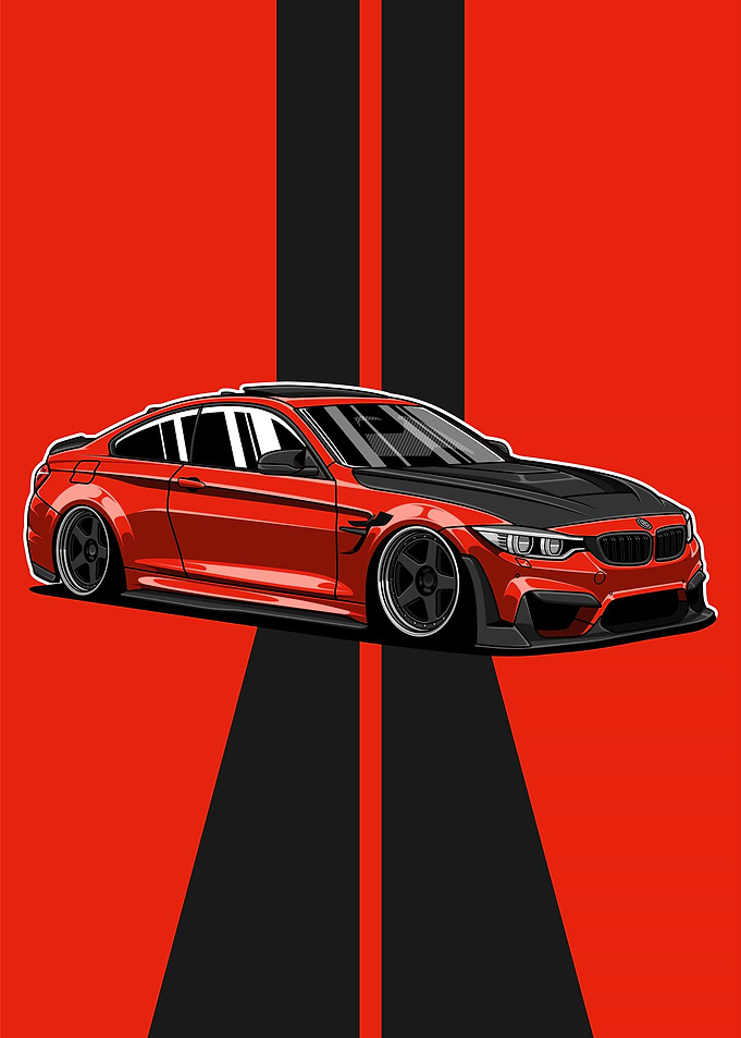 BMW M4 Red Stripes