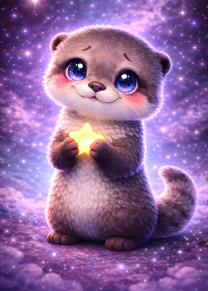 Cute Otter Holding a Star