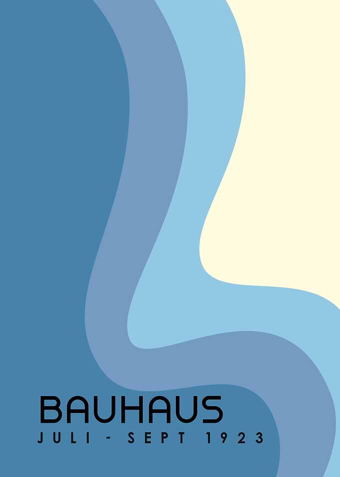 Bauhaus Poster with Wavy Blue Design