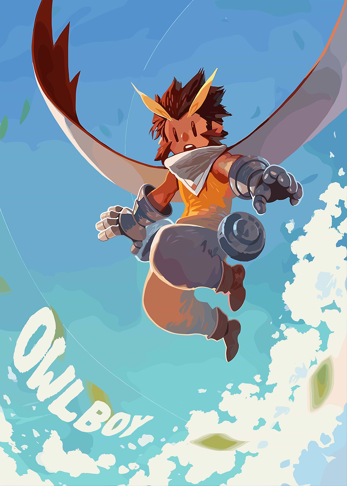 Owlboy character flying in the sky