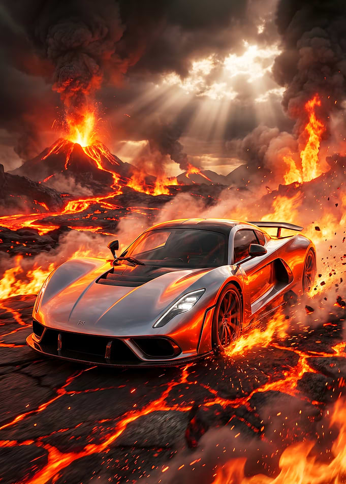 Hennessey Venom F5 Driving Through Lava