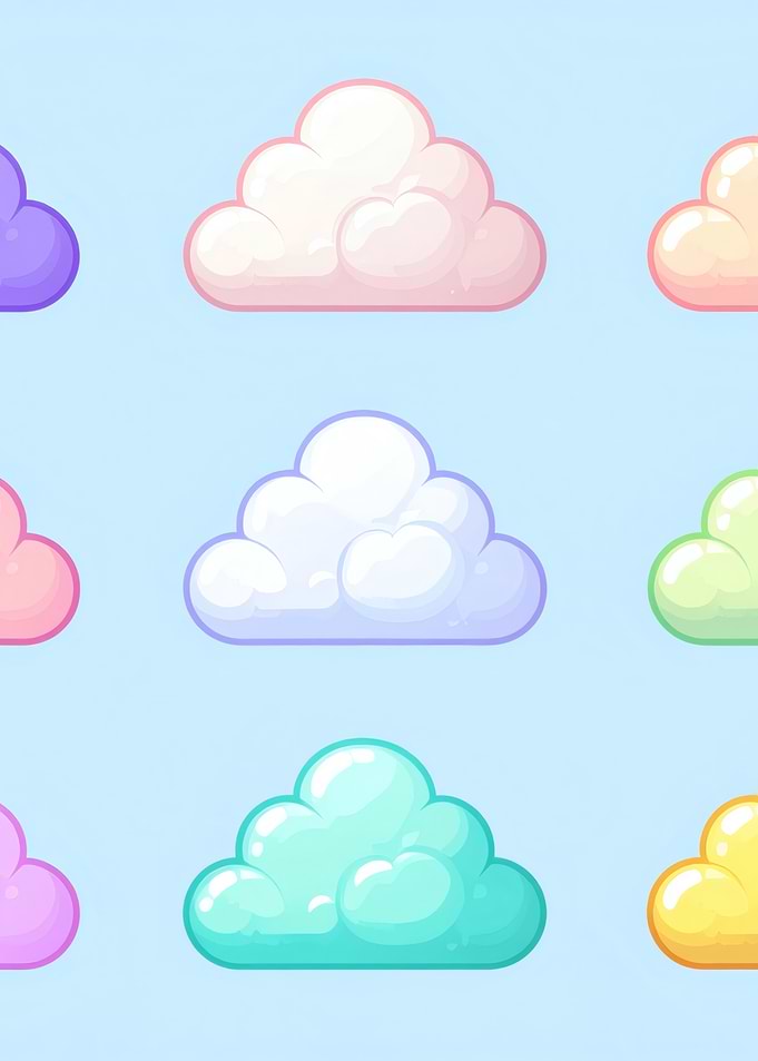 Cute Pastel Clouds Pattern