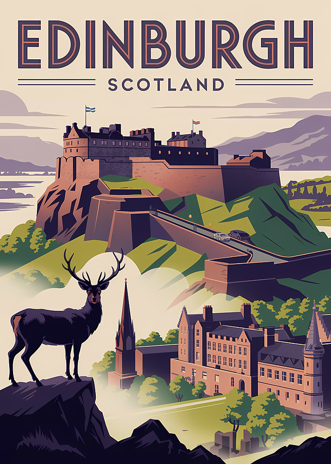 Edinburgh Scotland Vintage Poster
