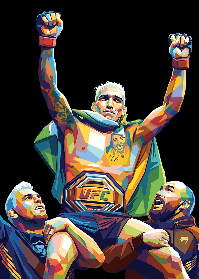 UFC Champion Charles Oliveira Celebrates Victory