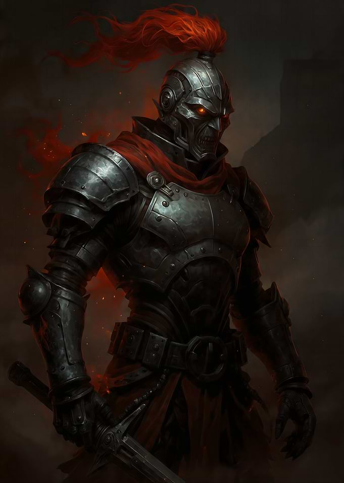 Demonic Knight with Fiery Mane