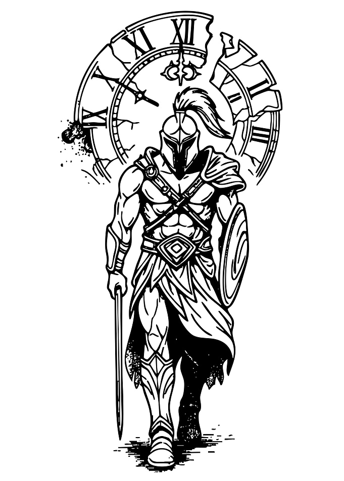 Spartan Warrior and Broken Clock