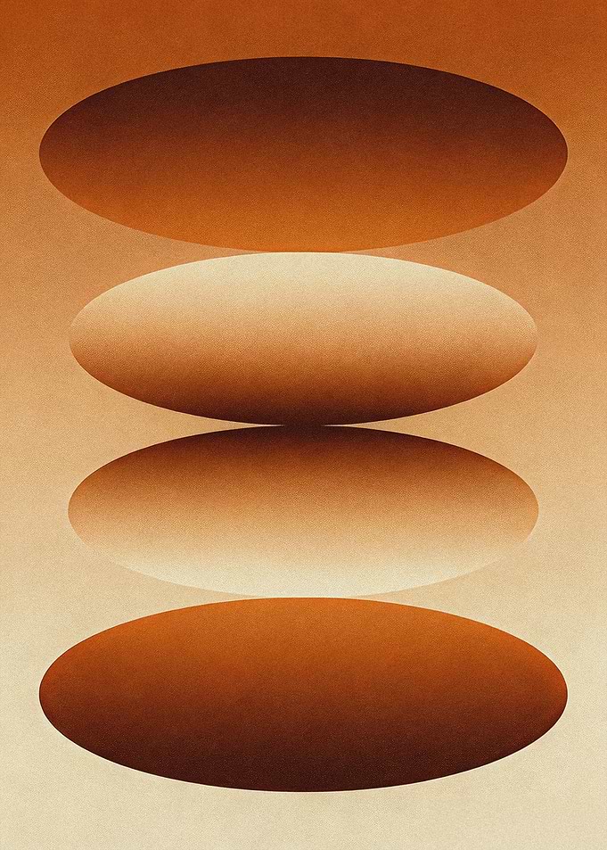 JAPANDI ZEN Abstract Gradient Ovals Terracotta Art