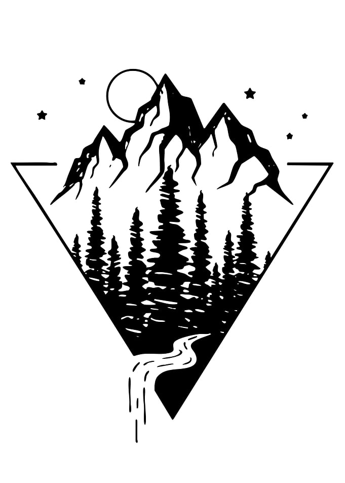 Geometric Mountain Forest Scene